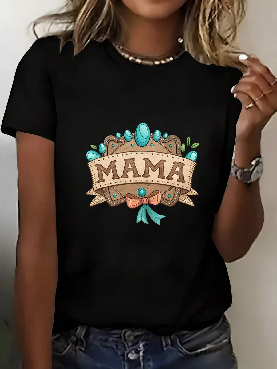 Camiseta de manga corta para mujer - Elegante camisa de cuello redondo - Adecuada para viajes, playa y uso casual| Prendas esenciales de primavera/verano lavables a máquina| Adecuado para ocasiones casuales o formales, como citas, vacaciones y regalos. - Negro - Ver 1