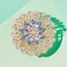 1pc Rhinestone Crystal Flower Brooch, Shiny Large Crystal Floral Lapel Pin - Flowers - View 2