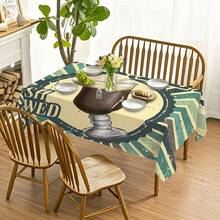 1pc, Home Decor, Coffee Pattern Printed Tablecloth, Rectangular, Machine Woven, Suitable For Home Kitchen Dining Room, Party Dinner, Picnic Camping, Date, Wedding, Theme Party Decoration, Indoor And Outdoor Use - Multicolor - View 14