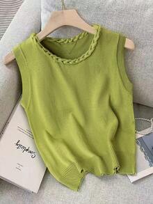 Nuevo suéter de punto hecho a mano con estampado floral, estilo casual y ajustado al estilo europeo y americano, top de punto de moda - Verde - Ver 7