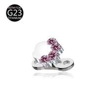 1 buah Anting Tusuk Titanium G23 Pink dengan Inlay Zirkonia Kubik, Cocok untuk Pemakaian Sehari-hari - Berwarna merah muda - View 13