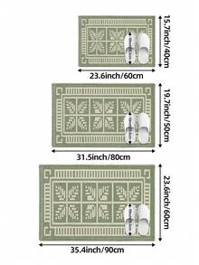 DAJIANG 1件装多色北欧几何图案绿白印花地垫，户外地毯，适用于厨房、走廊、浴室、卧室、客厅，防滑且可水洗 - 彩色 - 查看 2