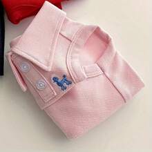 One Solid Color Pet Polo Shirt With Embroidery For Spring And Summer - Baby Pink - View 5