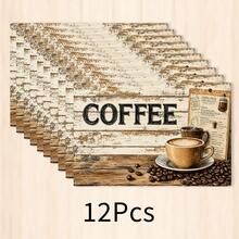 1 pieza Mantel individual de lino con estampado de café, tapete para desayuno, posavasos de café, base para tazón, accesorio de cocina, fácil de limpiar, apto para hogar, restaurante, decoración de comedor, regalo festivo, regalo para amigos, juego de múltiples piezas - Multicolor - Ver 25