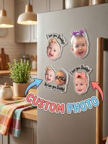 1pc Custom Baby Face Fridge Magnets, Personalized Text Acrylic Magnets, Kitchen Decor, Mother's Day/Father's Day Gifts, New Parent Keepsakes, Baby Shower Gift - Multicolor - View 2