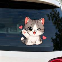 Cute Orange Cat Car Sticker - Funny Cartoon Broken Glass Cat Waterproof Removable UV-Resistant Self-Adhesive Car Truck SUV Van Rear Window And Side Window Sticker - Cat Window Sticker - View 5