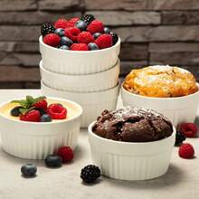Pirofile per soufflé, pirofile in ceramica per crème brûlée, teglie da forno, coppette da dessert e stampi per torte per vari piatti - Visualizzare 2