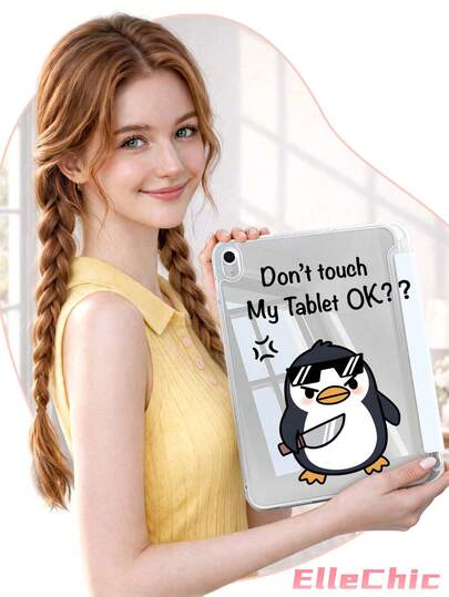 可愛卡通企鵝圖案保護殼，相容於 iPad Air 8(M4)2026(11吋)、Air 4/5 10.9 吋、7/8/9代 10.2 吋，內建筆槽，相容於 Tab S6 10.4 吋、Kindle 第11代(2022/2024)、Kindle Clara 2E、Clara Colour、Clara BW (6吋) 及 Libra Colour (7吋)，可愛少女風時尚設計，平板電腦桌面裝飾，生日與節日適用
