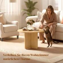 Round Coffee Table, Bamboo Living Room Table With Crossed Legs, Natural - Natural Color - View 4