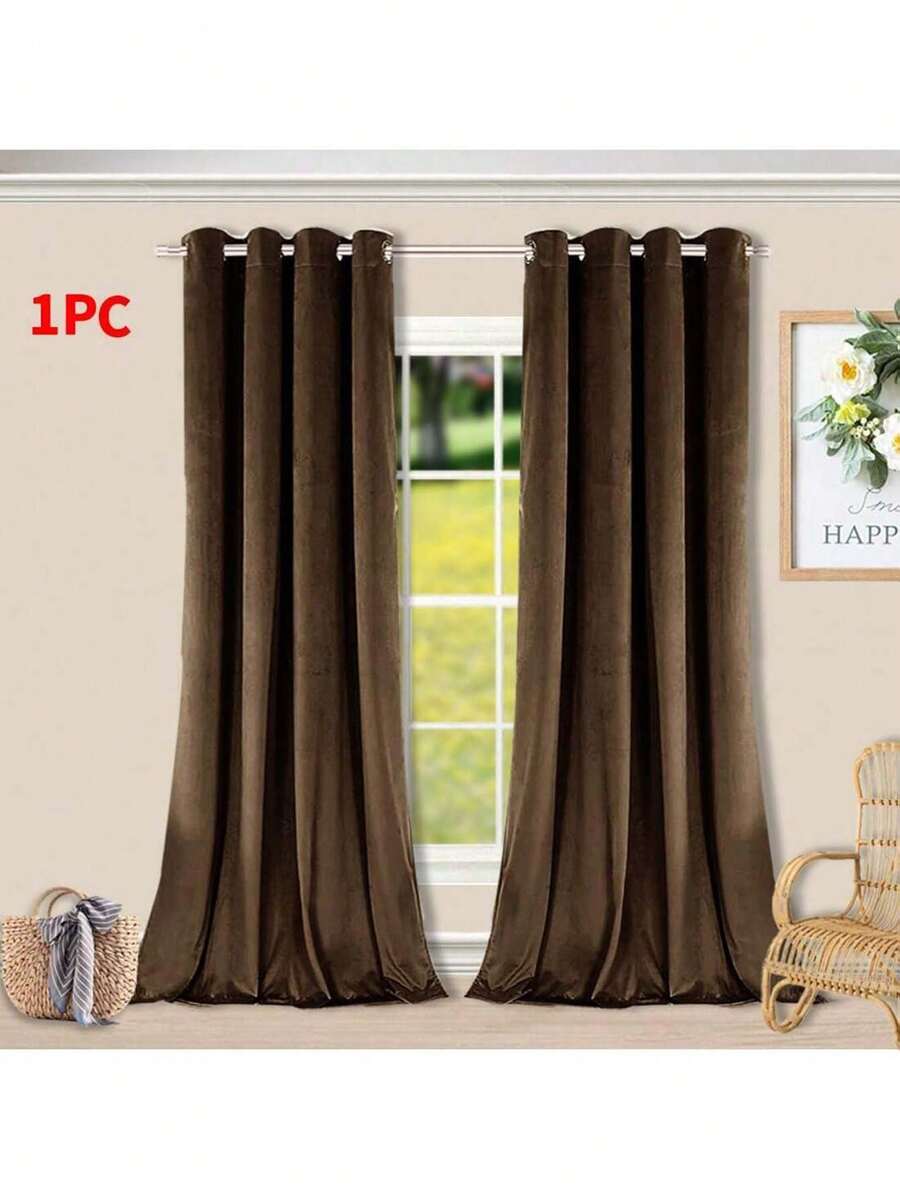 Modern minimalist light filtering curtains, solid color velvet, 1 piece, 140×250cm and other sizes, noise reduction and heat insulation, light transmission privacy, soft drape, curtain table design, suroom - 中咖-9V - 查看 1