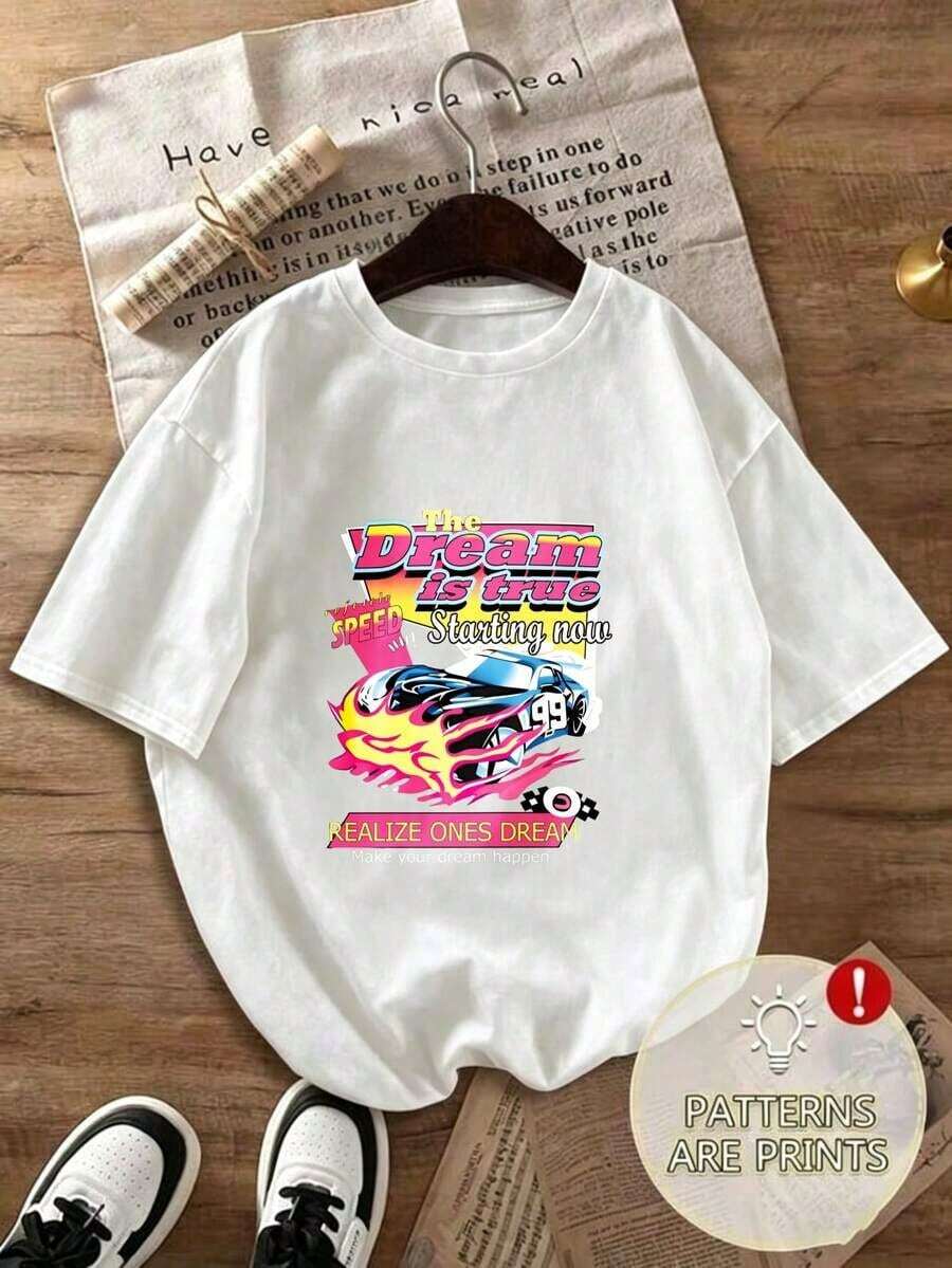 Moda 2026 Para Mujer, Camiseta de Algodón Casual de Calidad, Estilo Y2K, Ropa de Verano para Mujer - Estilo Casual para Fiesta, y Tela Ligeramente Elástica. Adecuado para ropa urbana, fiestas y uso diario. De Mujer Mezclilla, Ropa de Mujer, Camiseta Gráfica, Camiseta Básica Unisex. - Blanco - Ver 1