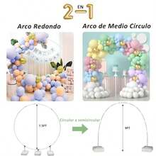 Kit de Arco de Globos, 2 EN 1 7.5FT Aro para Decoración de Globos Redondo Ajustable, Soportes para Globos con Base para Fiesta de Cumpleaños, Boda, Fiesta de Graduación, Fiesta de Navidad de Halloween - como en la imagen - Ver 2
