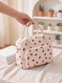 1pc Insulated Lunch Bag For Women,Lunch Tote Bag, Lunch Box Bag,Outdoor Picnic Insulated Bag,Student Thickened Cute Lunch Bag, Reusable Lunch Tote Bag, Portable Picnic Ice Bag For Work, Picnic, School Or Travel Lunch Box Bag School Supplies Stuff Accessories Bag For School School Accessories School Stuff For Traveling Waterproof Bag Insulated Lunch Bag Lunchbox - 草莓 - 查看 6