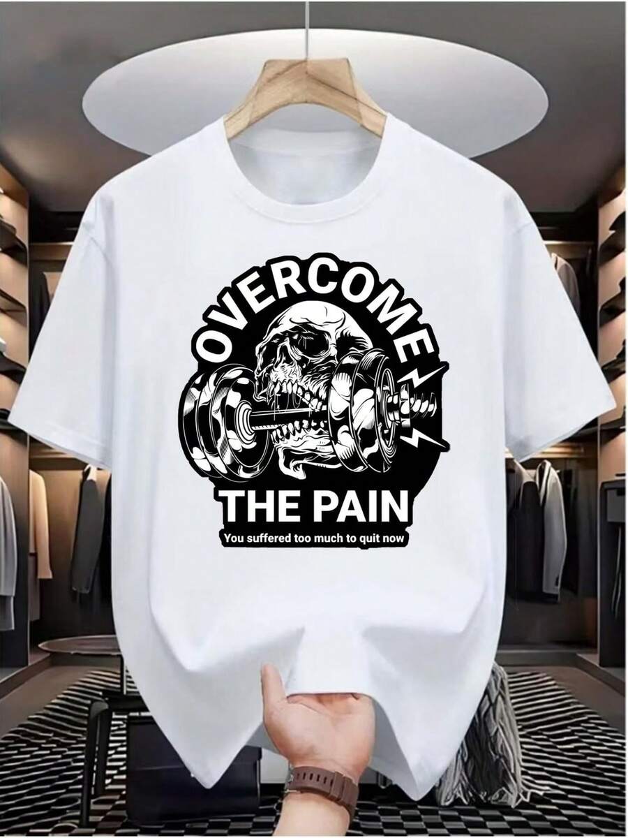 Camiseta de hombre, casual, con estampado digital, cuello redondo y manga corta, estilo hip-hop urbano, muy adecuada para las  de moda de verano europeas y americanas, también adecuada para deportes, camisetas de mujer, blusas elegantes de mujer. - Blanco - Ver 1