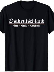 Men's Vintage-Style T-Shirt East Germany - Old German Script & GDR Heritage Design, Casual Crew-Neck T-Shirt With Retro East Berlin Logo For History Enthusiasts & Clothing To Express German Pride - 黑色 - 查看 2