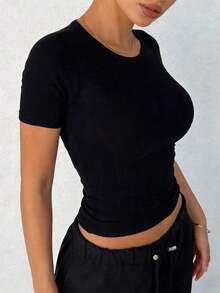Camiseta de mujer de cuello alto con ajuste ceñido, camiseta sin mangas tipo tanque con estilo Y2K - Negro 9 - Ver 5