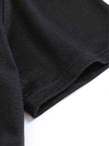 Playera de talla grande para mujer, Estampado gráfico "Amo ser abuela", Cuello redondo casual, Manga corta, Mezcla de poliéster suave, Lavable a máquina, Corte regular, Moda primavera/verano - Negro - Ver 3