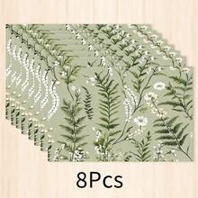 1 pieza Mantel individual de lino con elemento vegetal, tapete para desayuno, tapete para café, posavasos, base para tazón, accesorio de cocina, fácil de limpiar, apto para el hogar, restaurante, decoración de restaurante, regalo de vacaciones, regalo para amigos, juego de múltiples piezas - Multicolor - Ver 21