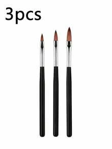 3pcs Black Acrylic Nail Art Brushes, Suitable For Gel Nail Polish, Acrylic Nail Polish And Nail Art Design, Nail Carving/Painting Brushes. Suitable For Nail Salons. Ergonomic Handles. Professional Nail Art Tools (3pcs Set/1pc Set Optional) - Multicolor - View 8