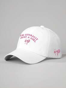 1顶Y2K儿童双刺绣“I'M LITERALLY”蝴蝶结棒球帽，可调节户外遮阳帽，男女童通用，适合春季、秋季、旅行、海滩等场合。 - 棒球帽 - 查看 18