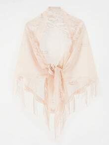 1pc Solid Color Hollow Flower Tassel Shawl - Multicolor - View 15