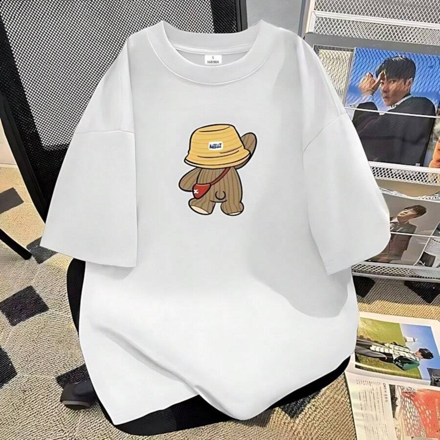 Camiseta unisex de manga corta con estampado minimalista. - Blanco - Ver 1