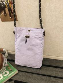 Men's Mini Messenger Bag, Shoulder Bag, Crossbody Bag, Wallet,Y2k - Purple - View 5