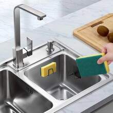 2/4pcs Kitchen Sink Sponge Holder, Strong Adhesive Small Sponge Rack, High Quality Rust-Proof Waterproof Kitchen Sink Storage Rack, Household Kitchen Supplies Sink Sponge Holder - View 4