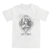 Camiseta Mitski Portrait de verano, manga corta, holgada, para mujer, cuello redondo, diseño informal de cantante, estampado gráfico, unisex, ropa de calle. - Blanco - Ver 1