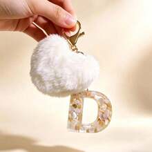 1 pieza Llavero con corazón de letra de resina beige y borla para mujer, accesorio creativo de estilo lindo como regalo para amigos - blanquecino - Ver 17