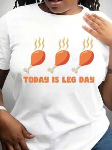 Camiseta Minimalista Moderna "Hoy Es Día de la Pierna", Camiseta de Acción de Gracias, Día de Acción de Gracias, Camiseta de Pavo, Camiseta de Pierna de Pavo, Camiseta de Agradecimiento, Camiseta Divertida de Acción de Gracias, Casual para el día a día - Blanco - Ver 1