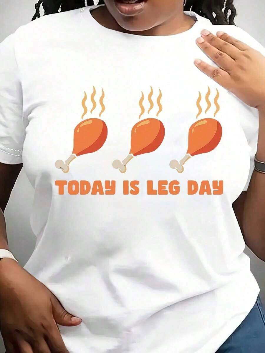 Camiseta Minimalista Moderna "Hoy Es Día de la Pierna", Camiseta de Acción de Gracias, Día de Acción de Gracias, Camiseta de Pavo, Camiseta de Pierna de Pavo, Camiseta de Agradecimiento, Camiseta Divertida de Acción de Gracias, Casual para el día a día - Blanco - Ver 1
