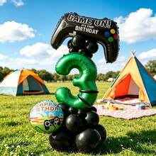 1 Set Game Theme Balloon Kit, Includes Game Controller Shaped Balloons, Printed Round Balloons, Green Number Balloons, Suitable For Gaming Theme Party, Children's Bedroom Birthday Decoration And Other Occasions - View 6