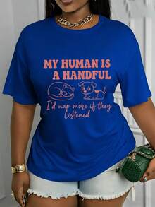 Suave, transpirable y ligera para comodidad durante todo el día. Presenta divertidos estampados con frases de animales, elasticidad media, lavable a máquina. Camiseta casual de manga corta y cuello redondo para mujer, elegante y versátil, adecuada para todas las estaciones. Top de cuello redondo, de manga corta, perfecto para regalos navideños. Cuello clásico con un corte relajado que favorece todas las formas del cuerpo y es fácil de combinar con jeans, shorts y leggings. - Negro - Ver 9
