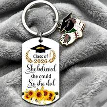1pc Class Of 2026 Graduation Keychain, Sunflower Graduation Cap Pendant Backpack Charm - Multicolor - View 2