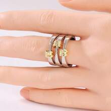 Artistic Dual-Tone Wide Band Ring, Vintage Distressed Texture, Stackable Design, Unique Refined Gift Choice For Best Friends - Silver - View 6