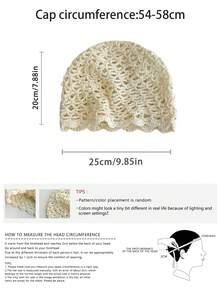 Lilac Openwork Knit Hat With Sparkling Sequins, Bohemian Accessory For Parties, Beach And Aesthetic Photoshoots For Women - 波浪蕾絲配亮片 - 查看 4
