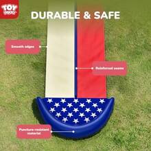 Toy Life - Toboganes de agua gigantes con bandera americana para niños de 20 pies, toboganes de agua con 2 tablas de bodyboard, 2 carriles, juguetes de verano con rociador integrado para patio trasero - Tobogn acutico inflable con bandera - Ver 5