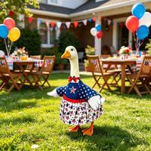 23 Inch 4th Of July Goose Costume 250th Anniversary Star Stripe Print Dress/Shirt Goose Clothes - Blue - View 2