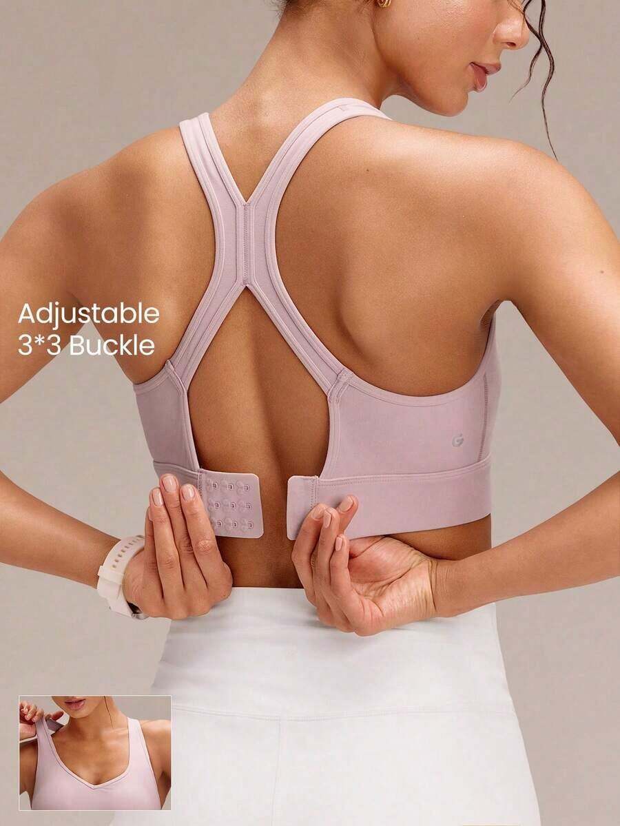 2026 GLOWMODE Featherfit™- Esculpe El Sujetador Deportivo Con Cuello En V Y Tirantes De Aro.Soporte Medio.