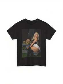 Camiseta Unisex 100% para Hombre y Mujer, Estilo Lucha Libre, Cinturón de Campeonato Femenino, Suave, Prenda Esencial de Ropa Urbana Casual para Todas las Temporadas, Estilo Versátil para Todas las Temporadas, Uso Diario Asequible y Regalo Perfecto para Fans y Amigos - 220G - Negro - Ver 1