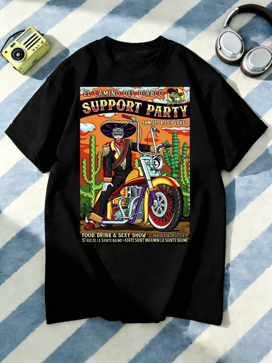Camiseta unisex, negraUnisexoCamisetaHechodePuro,Con características destacadasaVibrante"ElCaminodelDiabloSoporteFiestaDiseño,PerfectoparaInformalRopaconJeans,ExhibiciónPersonalidad,yIdealcomoaRegaloparaParejas,NavidadyDía de San ValentínDía.,ropademujerblusasparadamacasualescamisasdemujerblusablusasparamujercamisas, GráficasimpresoAmigable con la piel, estilo de los 90Retro, Ropa Urbana, A la Modacasualcamisetas - Negro - Ver 1