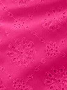 Shorts De Falda Envuelta Con Detalle De Nudo Bordado De Ojal Para Verano - Rosa Fucsia - Ver 6