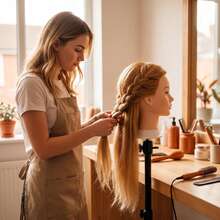 26-Inch Human Hair Mannequin Head-75% Human Hair Mannequin Head, Suitable For Makeup Practice; Beauty Mannequin Head, Suitable For Hairstyling; Hair Training Head, Suitable For Braiding #4 - View 9