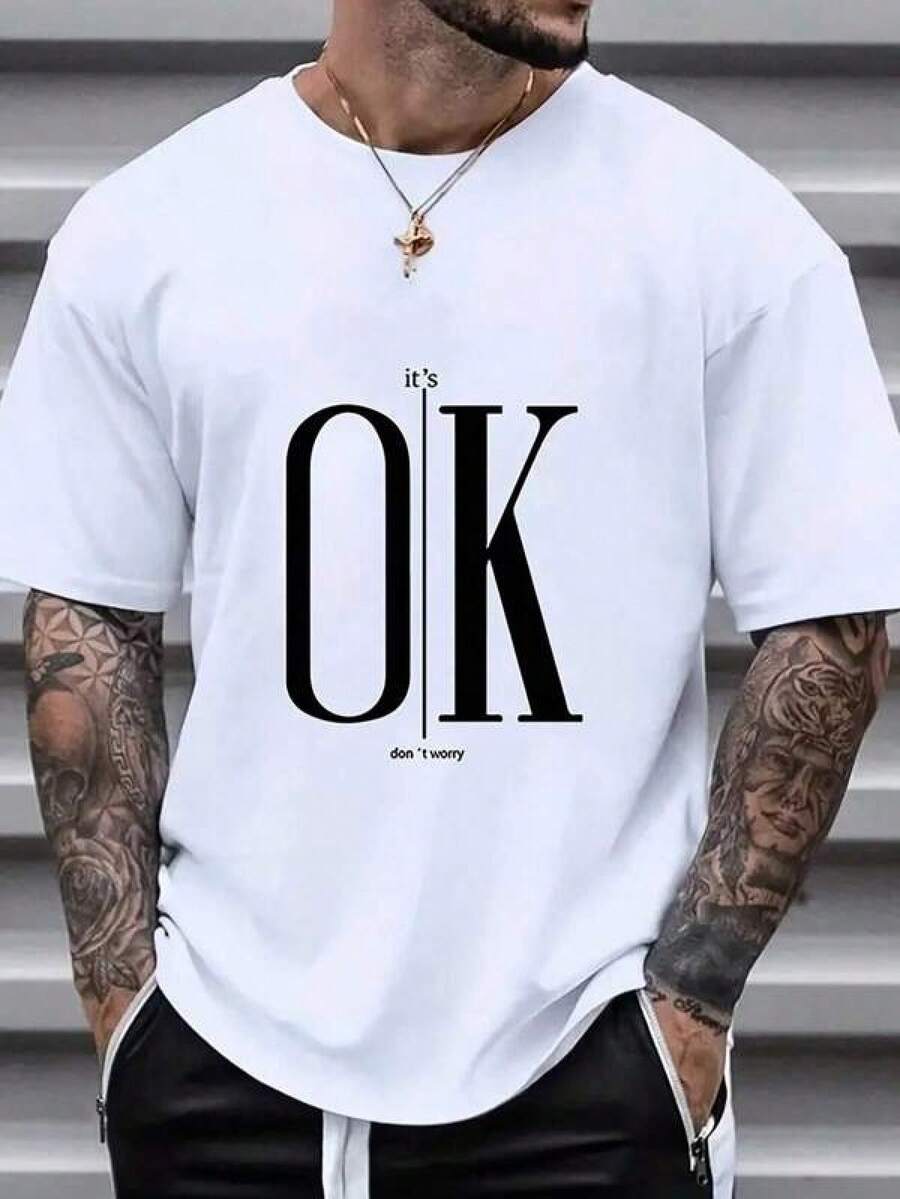 Camiseta gráfica con eslogan para hombres Manfinity Dauomo - Blanco - Ver 1