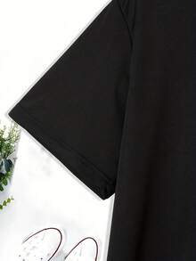 'Oy Vey' Printed T-Shirt, Men's T-Shirts, Casual Short Sleeve T-Shirt For Summer Spring Autumn, Tops As Gifts - 黑色 - 查看 4