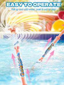 44cm Rotating Water Cannon, Summer Water Gun Sprayer With Firework Effect, Telescopic Water Mist Sprayer For Swimming Pool, Beach, Backyard, Outdoor Water Play, Long-Range Water Cannon For Adults And Groups - Multicolor - View 5
