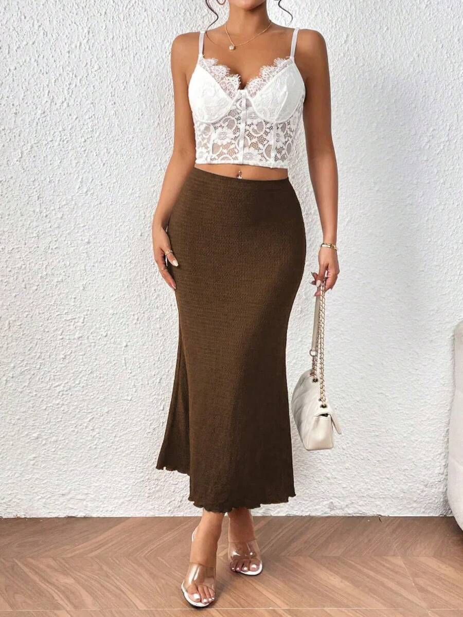 Versatile Draped Casual Skirt For Women, New Summer Fashion - 深棕色 - 查看 1