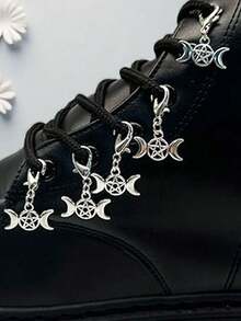 Suricat 4pcs Shoe Clips, Shoe Decorations, Skull, Bat, Star, Moon Shapes, Street Punk Style, Metal Decoration - Detachable DIY Shoe Clips, Suitable For Sneakers, Boots And Bags, Customized Sneakers | 4pcs Fun Decoration Set, Footwear Accessories, Valentine's Day And Thanksgiving Gift Decoration - Multicolor - View 4