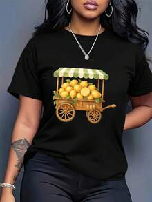 Talla - Camiseta Oversize para Mujer - Camiseta Holgada con Estampado de Coche de Limón, Transpirable para Uso Diario en Verano, Camiseta Suave para el Día a Día, Ropa Casual, Streetwear y Combinable - Tejido No Transparente, Estilo Holgado, Diseño Sencillo, Material Cómodo, Camiseta de Manga Corta, Para Entusiastas de - Camiseta Vintage de Estilo Urbano Unisex, de Algodón, Manga Corta y Cuello Redondo - Negro - Ver 2